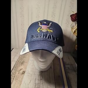 U.S. Navy Baseball Hat Blue Adult Strapback JWM Eagle .Bill Is A Little Dirt